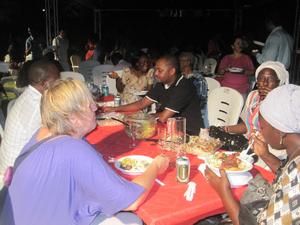 Cosy under the tent, all enjoyed the tasty barbecue